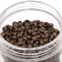 Hair Extension Micro Links 1000pcs Silicone 3mm x 2mm Beads Light Brown