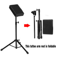 Adjustable Tattoo Armrest Tripod Stand with Soft Cushion, 64-112cm, Black