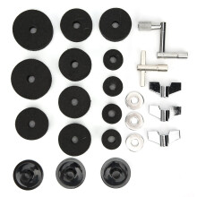 23Pcs Drum Felt Pad Kit, Non-Slip Black & Gray with Wing Nuts