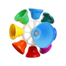 8-Note Children's Hand Bell Percussion Instrument with Stick, Multi-Color, 14.5x7.8cm