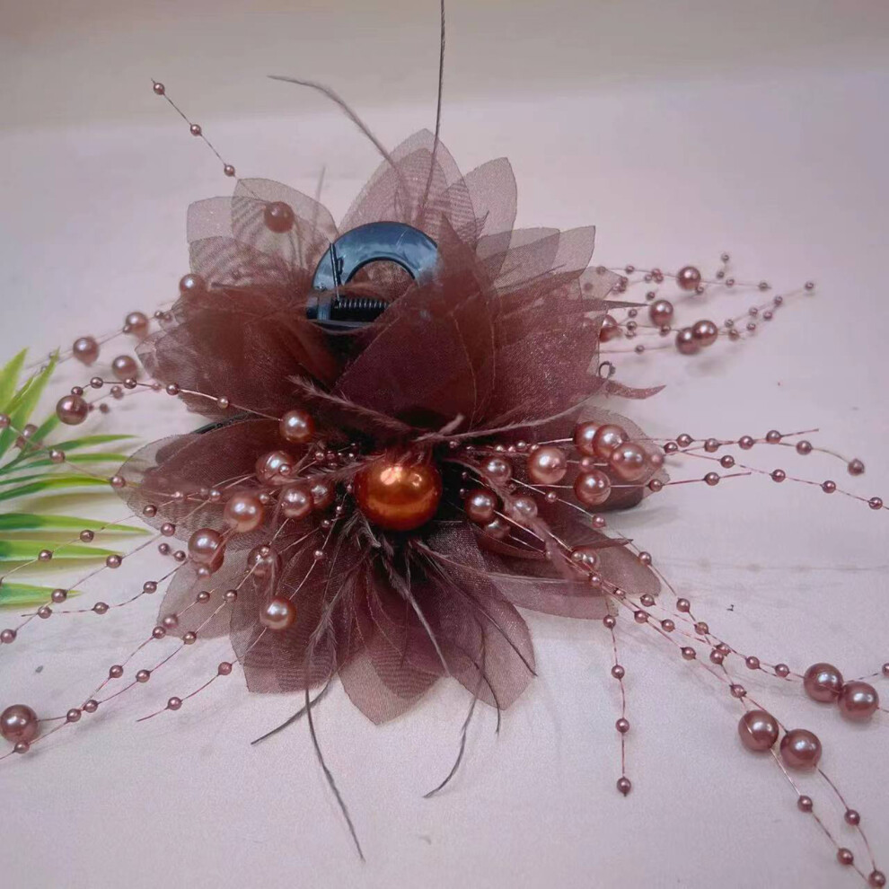 Dachuang Beauty (Coffee) Beaded Peony Hair Clips For Thick Hair