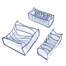 3Pcs Gray Foldable Underwear & Socks Organizer Set, Nylon Dividers