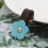 5 Pcs Blue Zipper Puller Heads with Split Leather Flower Shape, 3.5x2cm 6