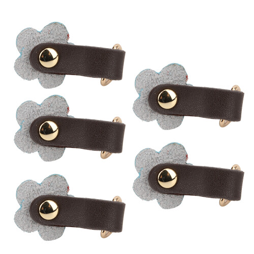5 Pcs Blue Zipper Puller Heads with Split Leather Flower Shape, 3.5x2cm