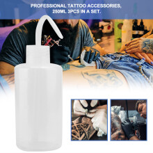 3Pcs 250ml Plastic Tattoo Clean Watering Bottles Green Algae Curved