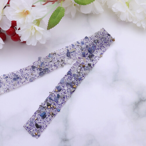 1M Ruban Décoratif Violet Avec Strass Pour Ceinture Sacs 2