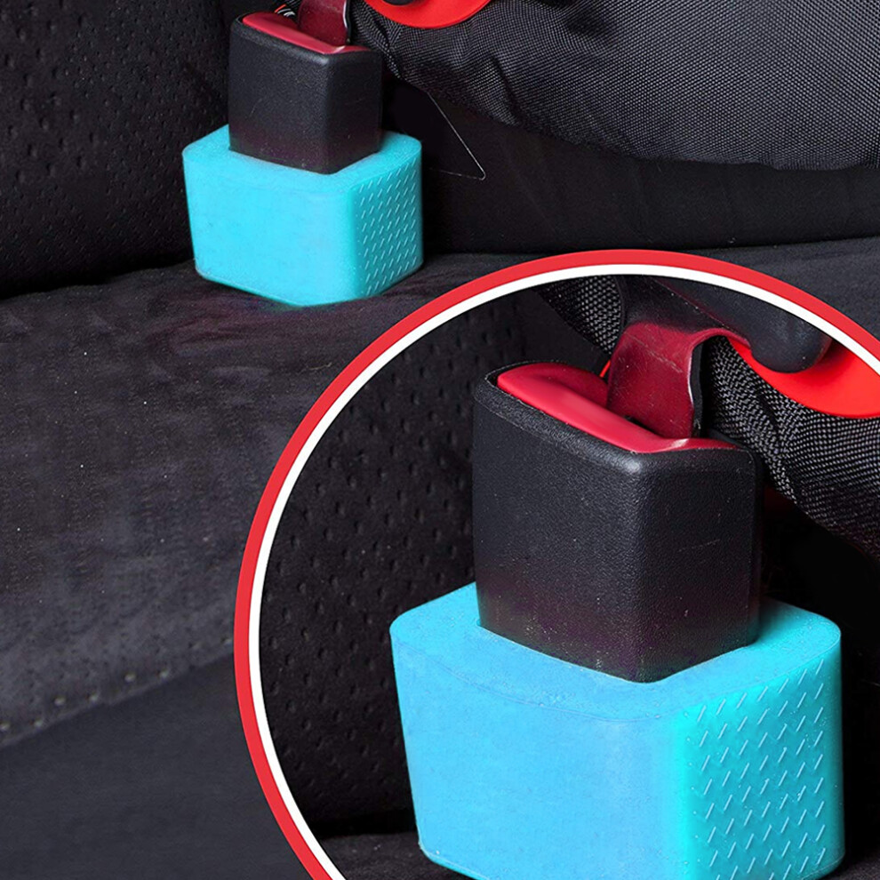 2Pcs Silicone Seat Belt Buckle Holder, 4.7X2.6cm Auto Seatbelt Guard Blue 9301392553336