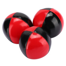 3PCS Red Black PU Leather EPS Juggling Balls 6.3cm Portable