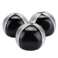 3PCS Silver Black PU Leather Juggling Balls, 6.3cm, 120g
