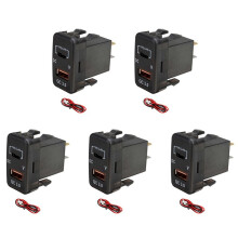 5X Car Fast Charger Adapter QC3.0 Dual USB Quick Charger Socket with Voltmeter for Land Hilux Prado