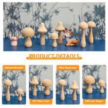 30 Peças Tamanhos Grandes Cogumelo de Madeira Inacabado Cogumelo de Madeira Sem Pintura para DecoraçãO de Projetos de Artes e Ofícios