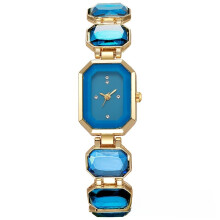 (Sky Blue) Quartz Ladies Fashion Watch With Square Shape Alloy Case For Casual Daily Office