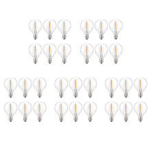 30Pcs G40 Led Replacement Light Bulbs, E12 Screw Base Shatterproof LED Globe Bulbs for Solar String Lights Warm White