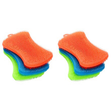 6PCS Silicone Dish Washing Brush Pot Pan Sponge Scrubber Silicone Scouring Pad Fruit Pot Pan Wash Brushes
