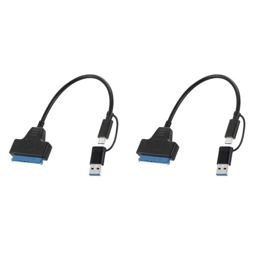 2X Cavo Adattatore per Disco Rigido TypeC+USB 3.0 A , Convertitore per Disco Rigido Mobile da 2,5/3,5 Pollici