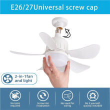 2X Led Ceiling Fan Light E27 with Remote Control for Dimming, Suitable for Living Room, Study, Household Use, 85-265V