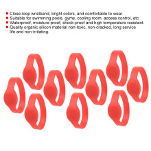 RFID ID Wristbands 10pcs Silicone Waterproof IP68 125KHz for Pool & Sauna Red