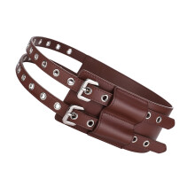 Women Leather Waist Wrap Girdle Corset Belt With Modern-coffee