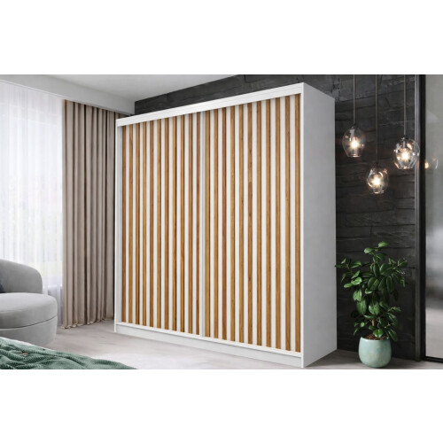 FH Wales 150cm White Modern Sliding Door Wardrobe