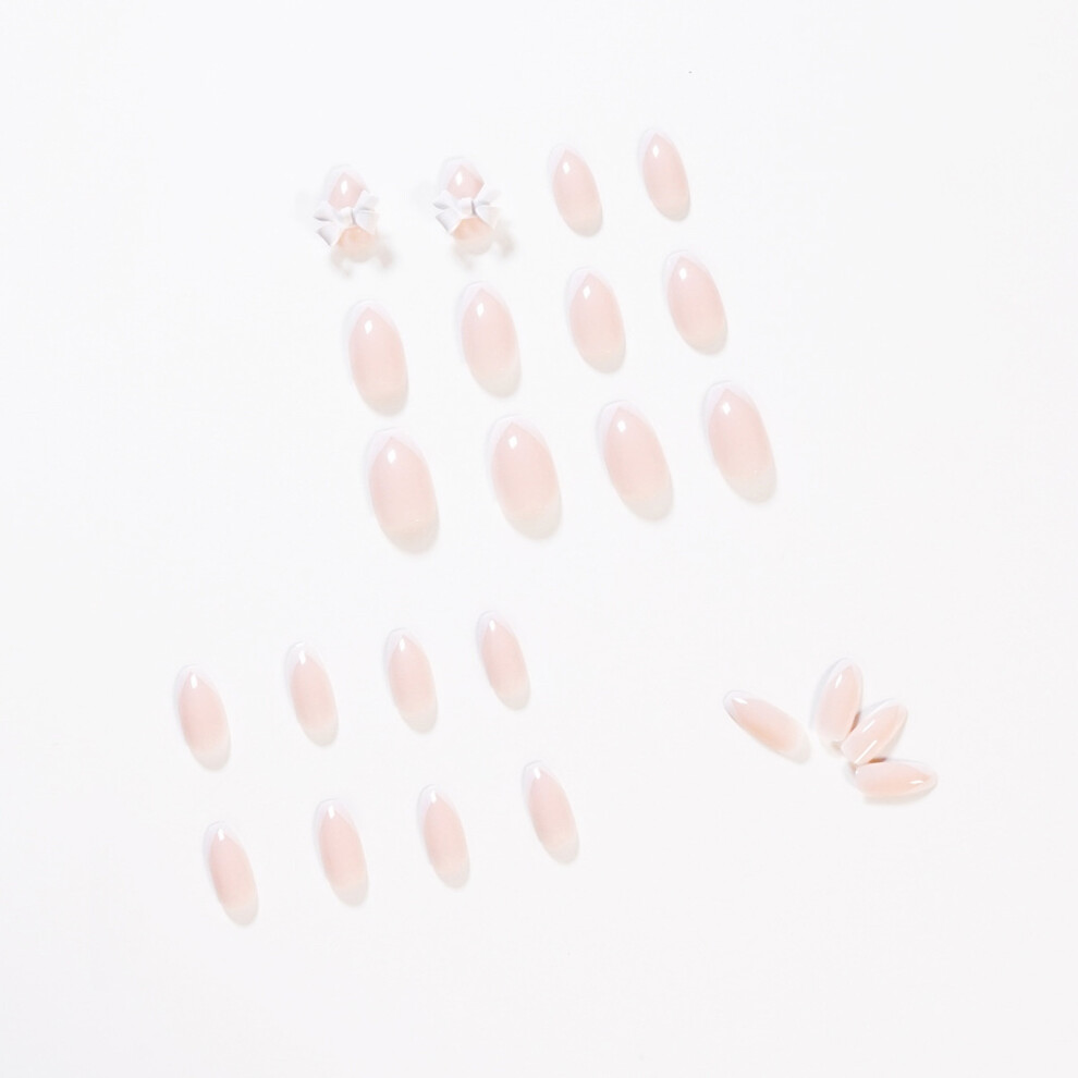 Hue-Grain 24Pcs French Fake Nails For Weddings & Parties