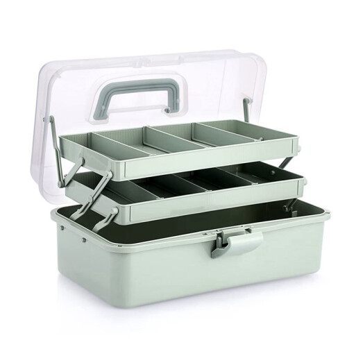 2X 3-Layer Plastic Dividing Storage Box  Organizer and Storage with Adjustable Spacers Portable Handled Organizer 1