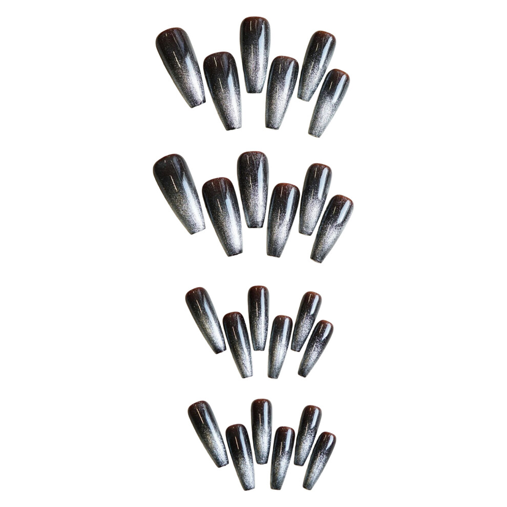 Phui-Pet-Supplies 24Pcs Flash Cat Eye Fake Nails, Chip-Proof & Smudge-Proof