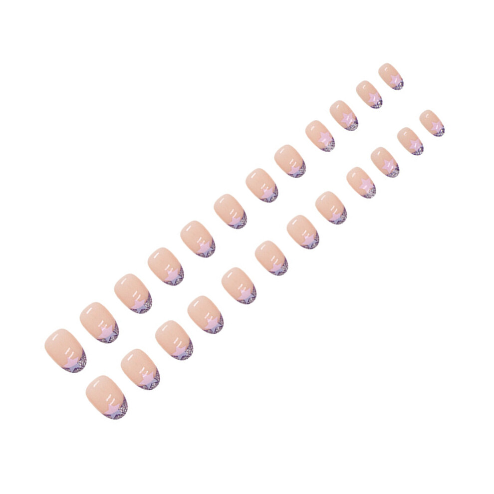 Reach-Tools 24Pcs French False Nails With Stars Diy Kit