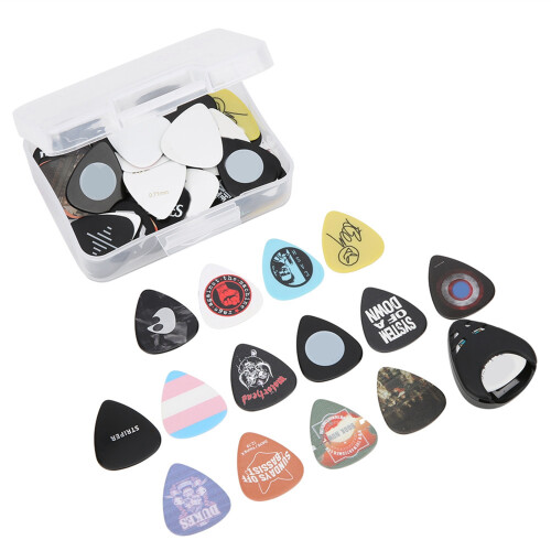 100Pcs Celluloid Guitar Picks Set, 0.12-0.96mm, Random Pattern 1