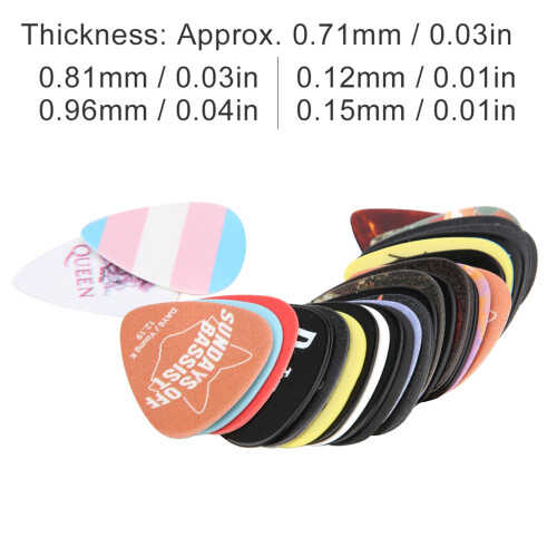 100Pcs Celluloid Guitar Picks Set, 0.12-0.96mm, Random Pattern 2