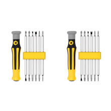 2X 12-in-1 Screwdriver Multibit Screwdriver with Magnetic Bit Holder Includes Flat , Phillips, Hex,Square