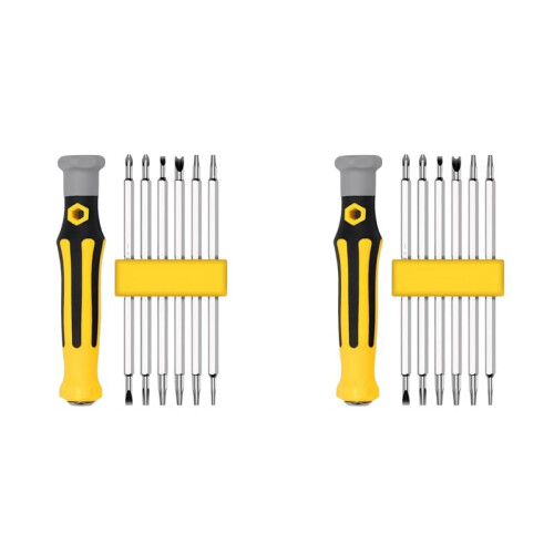 2X 12-in-1 Screwdriver Multibit Screwdriver with Magnetic Bit Holder Includes Flat , Phillips, Hex,Square