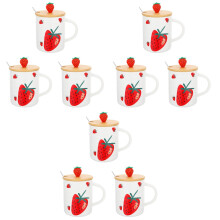 3Sets Multifunctionele Keramische Koffiemokken Met Aardbeienprint