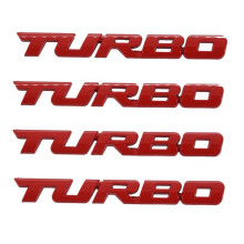 4X Turbo Universal Auto Motorrad Auto 3D Metall Emblem Abzeichen Aufkleber, Rot