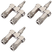 3X Connecteur de Tuyau D'Air 2 Voies Séparateur de Tuyau D'Air 1/4 Po Compresseur D'Air Accessoires Raccords Connecteurs Pivotants à 360 Degrés