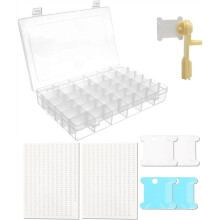 Embroidery Floss Organizer Winder 1 Removable 36 Compartments with 150 Floss Bobbins and 2 Pieces Numbered Stickers