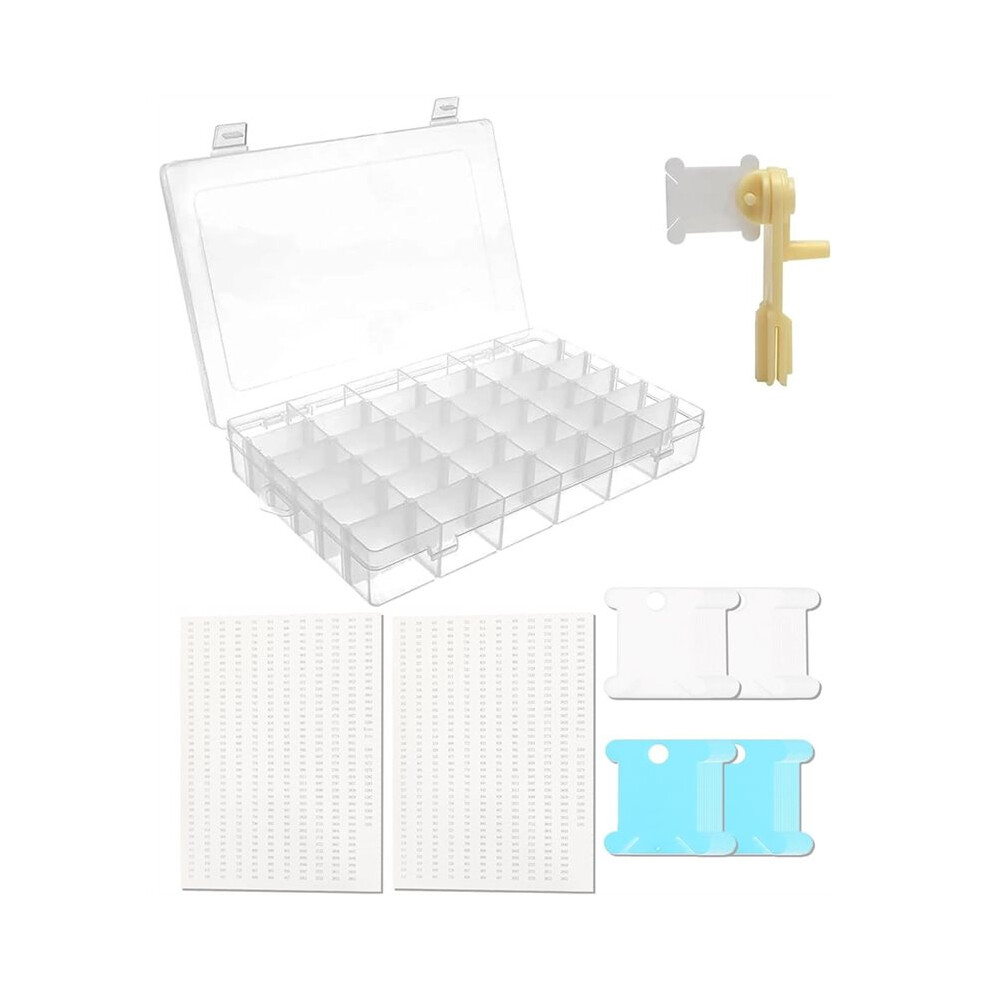 Tauoh Embroidery Floss Organizer Winder 1 Removable 36 Compartments With 150 Floss Bobbins And 2 Pieces Numbered Stickers