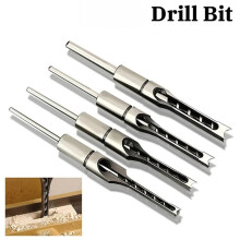 Juego de 4 Brocas HSS para Agujeros Cuadrados, Brocas de Cincel para Mortaja de Carpintería, Herramientas de Taladro para Bricolaje, Taladro.