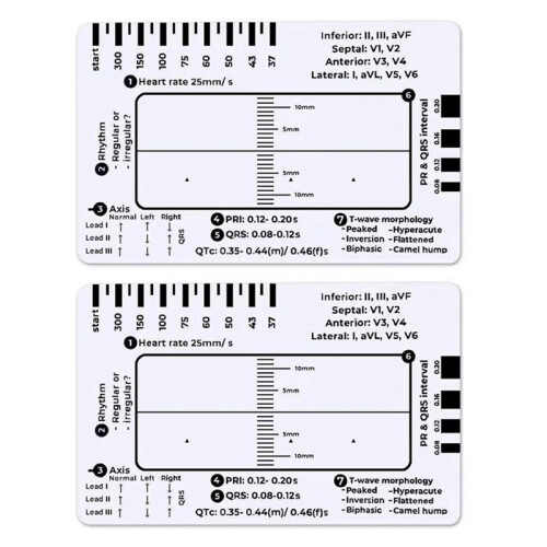 40 Pezzi ECG 7 Step Ruler, ECG 7 Step Ruler per Interpretazione ECG/EKG, ECG Reference Guide Ruler, EKG Calipers Measuring Tool 1