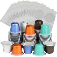 Lot de 100 Capsules de Café Vides en Aluminium, Remplissables, avec Couvercles Autocollants pour Vos Propres Dosettes D'Expresso.