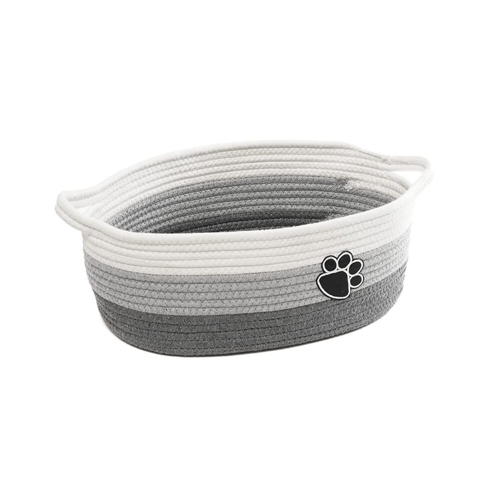 Tauoh Woven Cotton Rope Basket With Handle, Cute Cotton Basket, Gift Decoration Basket, Dog Pet Toy Storage Basket