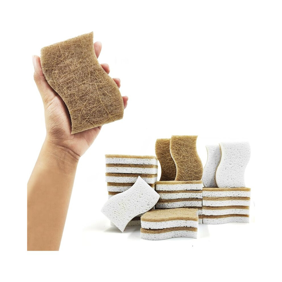 24 Pack Dishwashing Sponge, Biodegradable Natural Kitchen Sponge - Compostable Cellulose And Coconut Scrubber Sponge 4713898275257