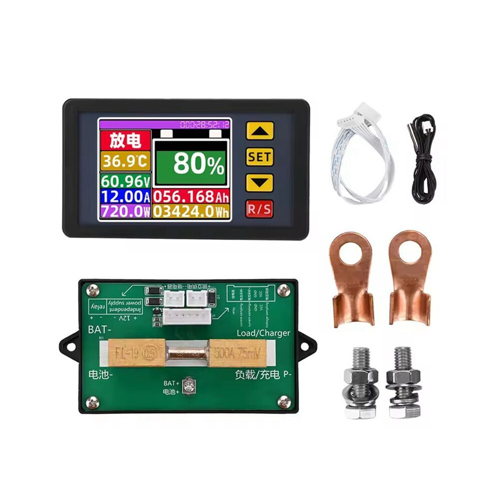 Dc7-200V Digital Voltage Current Power Meter Voltmeter Battery Capacity Tester Bidirectional Current Coulometer 500A 6034148753454