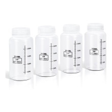4pcs Plastic Bottles with Airtight Caps 8oz/250ml,Wide Mouth Liquid Containers, Reusable PP Graduated Plastic Bottles