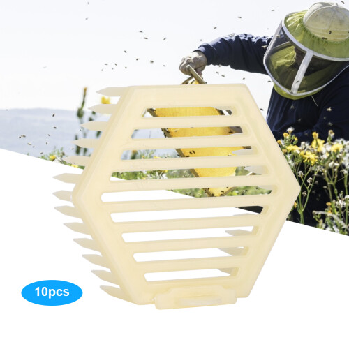 10Pcs Hexagonal Plastic Queen Bee Cages for Beekeeping Tools