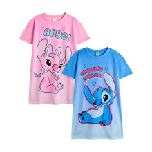 (6-7 Years, Multicoloured) Lilo & Stitch Girls Stitch & Angel Short-Sleeved Nightdress (Pack of 2)