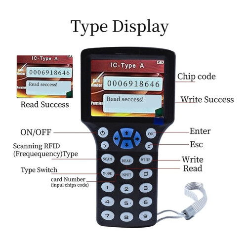 RFID Reader Writer RFID Copier Multi-Frequency RFID Card Reader  Card Decoder with Free Software and USB 2