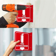Feuerlöscher-Projektionsschild, 6 X 6 Zoll mit Abwärtspfeil, Doppelseitiges Acryl-L-Schild, Inkl. Schrauben, 4 Stück