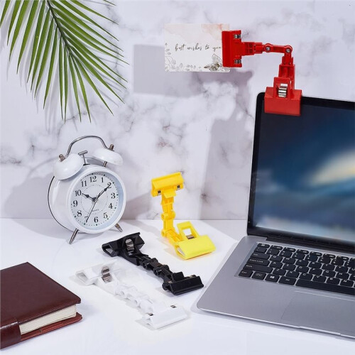 4Pcs Adjustable Document Holder, 4 Colors Flexible Rotatable Paper Holder for Typing, Clip  Sign for Table Top 2