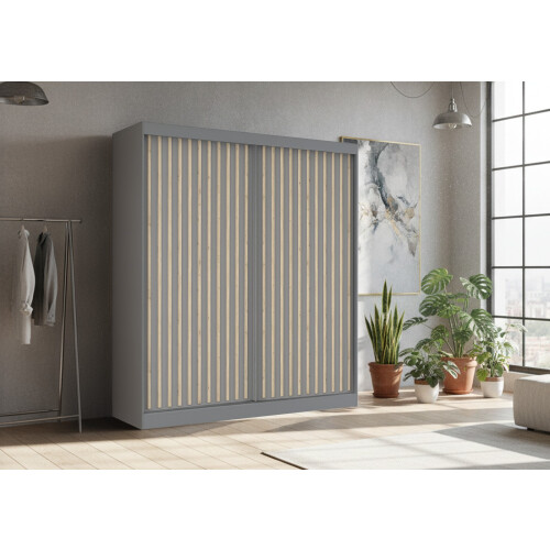 FH Wales 150cm Grey Modern Sliding Door Wardrobe