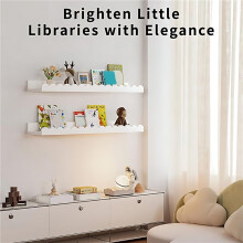 4 Stuks Gegolfde Planken, 15,6 Inch Witte Zwevende Kinderkamerboekenplanken, Gegolfde Boekenplank - Kindermuurdecoratie